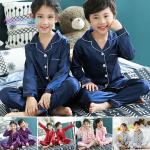 Lány Lezser Műselyem Kék Tavaszi Gyerek pizsamák 1 darab / csomag 12 hónaposoknak 