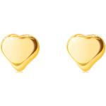 585 arany beszúrós fülbevaló - fényes, sima és szimmetrikus szív