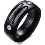 8 mm - Fekete színű gyűrű, kötél és csavar dísszel