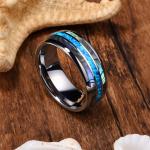 Szálcsiszolt Női Klasszikus Acél Kék Bizsu gyűrűk Esküvőre 48 