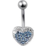 A & ONE Szív alakú strasszos kék orvosi acélból készült piercing