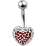 A & ONE Szív alakú strasszos piros orvosi acélból készült piercing