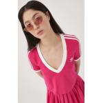 Női Elasztán Rózsaszín adidas Adidas Originals V-nyakú pólók Fenntartható forrásból akciósan S-es 