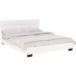 Ágy ágyráccsal, 160x200, fehér textilbõr, MIKEL