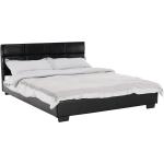 Ágy ágyráccsal, 160x200, fekete textilbõr, MIKEL