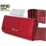 Alessandro Paoli, RFID védett, hüllõ mintás, belsõ keretes, irattartós hosszú piros pénztárca 01-25