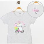 Glitteres Lány Állatmintás Szürke Gyerek rövid ujjú pólók 3 éveseknek 