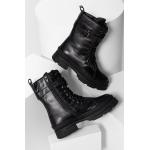 Női Bőr Fekete Téli cipők Fűzős kapoccsal - 5-7 cm-es sarokkal akciósan 40-es méretben 