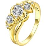 Arannyal bevont 3 köves gyűrű CZ kristályos díszítéssel #7 (0083.)