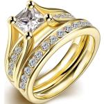 Arannyal bevont klasszikus nõi karikagyűrű és kísérõgyűrű szett #7 (0298.)