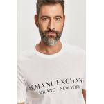 Férfi Feliratos Fehér Armani Exchange Kereknyakú Feliratos pólók 