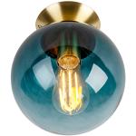 Art deco mennyezeti lámpa réz óceán kék üveggel - Pallon