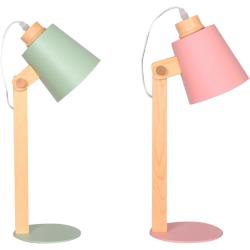 Asztali lámpa DKD Home Decor Zöld Rózsaszín Természetes Fa Fém 50 W 220 V 18 x 20 x 45 cm 15 x 20 x 50 cm (2 egység) MOST 58317 HELYETT 34129 Ft-ért