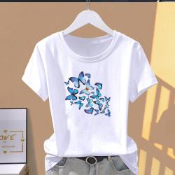 (Ázsiai méret) Fashion Print Graphic Tee Butterfly Lovely Stílus Trend 90-es évek Nõi alkalmi T-ruházat Alkalmi nõi nyári felsõ rövid ujjú póló