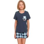 Lány Lezser Kockás Gumi Sötétkék árnyalatú Gyerek pizsamák 110-es méretű 