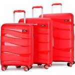 Poliészter Piros Bontour Kerekes Bőrönd szettek 3 darab / csomag akciósan 