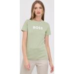 Női Feliratos Gyapjú Zöld Boss Kereknyakú Feliratos pólók XS-es 