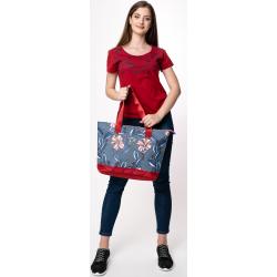 Budmil Beachy kék-piros virágos nõi shopper táska