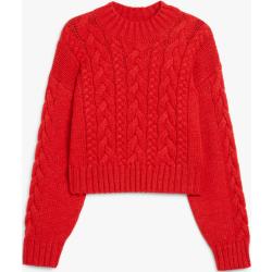 Cable knit turtleneck sweater - Red