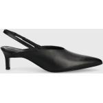 Designer Női Szexi Bőr Fekete Calvin Klein Sling cipők Fenntartható forrásból - Hegyes orral 37-es méretben 