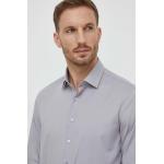 Designer Férfi Klasszikus Szövet Szürke Calvin Klein Hosszu ujjú Slim fit ingek Fenntartható forrásból 