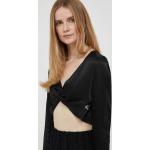 Designer Női Elegáns Poliészter Fekete Calvin Klein Jeans V-nyakú Bélelt Hosszú ujjú blúzok S-es 