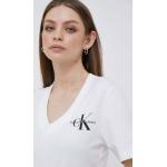 Designer Női Fehér Calvin Klein Jeans V-nyakú pólók XS-es 