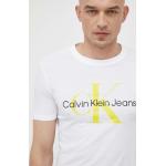 Designer Férfi Feliratos Fehér Calvin Klein Jeans Kereknyakú Feliratos pólók S-es 