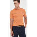 Designer Férfi Klasszikus Narancssárga Calvin Klein Jeans Kereknyakú Pólók akciósan M-es 
