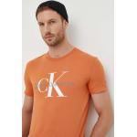 Designer Férfi Feliratos Narancssárga Calvin Klein Jeans Kereknyakú Feliratos pólók S-es 