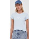 Designer Női Klasszikus Kék Calvin Klein Jeans Kereknyakú Rövid ujjú pólók akciósan XL-es 