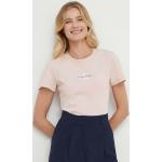 Designer Női Klasszikus Feliratos Rózsaszín Calvin Klein Jeans Kereknyakú Feliratos pólók Fenntartható forrásból akciósan XL-es 