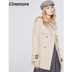 CINEMORE NEW Trench coat women's autumn 2021 solid color Casual Turn-down Collar Double Breasted Trench Women's outerwear 92278