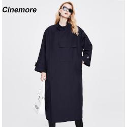 Cinemore women's windbreaker 2022 NEW Casual long trench coat Solid Outwear Fashion Vintage Autumn Cloak Warm Loose Jacket 92222