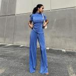 Új kollekció: Női Lezser Poliészter Kék Hosszu ujjú Mosógépben mosható Hosszú ujjú ingek L-es 