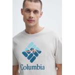 Férfi Feliratos Bézs Columbia Kereknyakú Feliratos pólók Bio összetevőkből XL-es 
