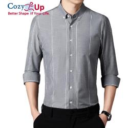 Cozy Up márkatervezõ kockás férfi ingek férfiaknak ruházat Koreai divat hosszú ujjú ing Luxus ruha alkalmi ruhák Jersey