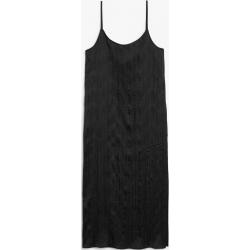 Crinkled satin sleeveless dress - Black