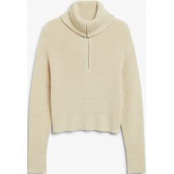 Half zip knit sweater - Beige