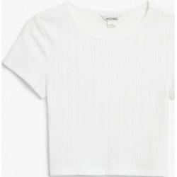 Cropped pointelle top - White