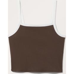 Cropped Ribbed Singlet - Brown