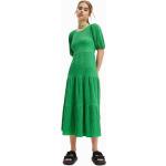 Női Elasztán Zöld Desigual Midi Rövid ujjú Kereknyakú Midi ruhák XS-es 