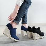 Női Elegáns Gumi Kék Tavaszi Platform cipők - Hegyes orral - 3-5 cm-es sarokkal 