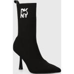 Designer Női Szexi Textil Fekete DKNY DKNY Active Magassarkú bokacsizmák - Hegyes orral - 9 cm fölötti sarokkal akciósan 36-os méretben 