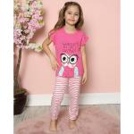 Lány Állatmintás Elasztán Rózsaszín Gyerek pizsamák 110-es méretű 