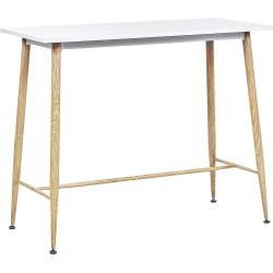 Bárasztal Étkezõasztal MDF Fehér Színű Asztallappal Fém Lábakkal 90 x 50 cm Minimalista Sítlusú