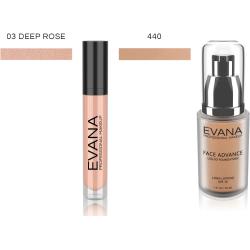 Evana Liquid Concealer And Face Advance Foundation Set 03 Deep Rose - 440