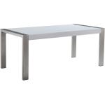Fehér Étkezõasztal Ezüst Lábak Rozsdamentes Acél 6 személyes 180 x 90 x 75 cm Modern Design