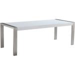 Fehér Étkezõasztal Ezüst Lábak Rozsdamentes Acél 8 személyes 220 x 90 x 76 cm Modern Design