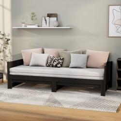 fekete tömör fenyõfa kihúzható kanapéágy 2x(90x200) cm